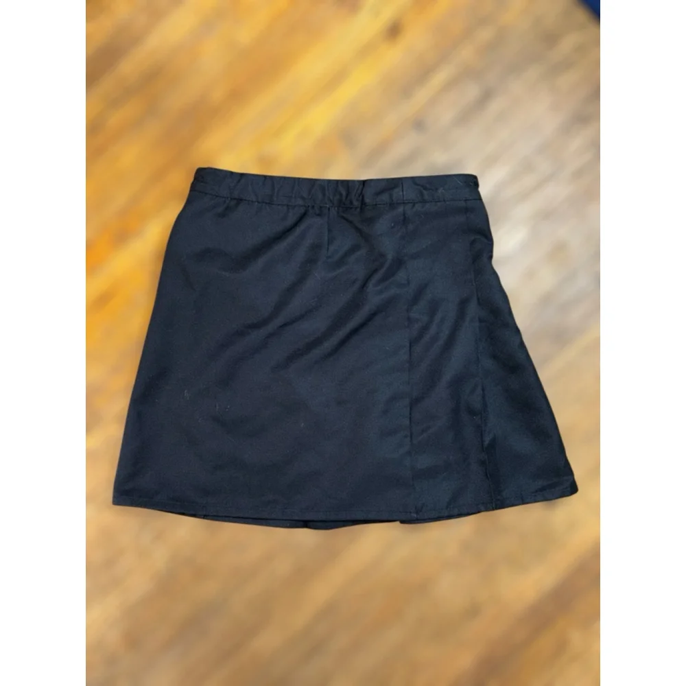 French Toast Girls Size 18 Black Knife-Pleated Two-Tab 1/4 Zip Uniform Skort